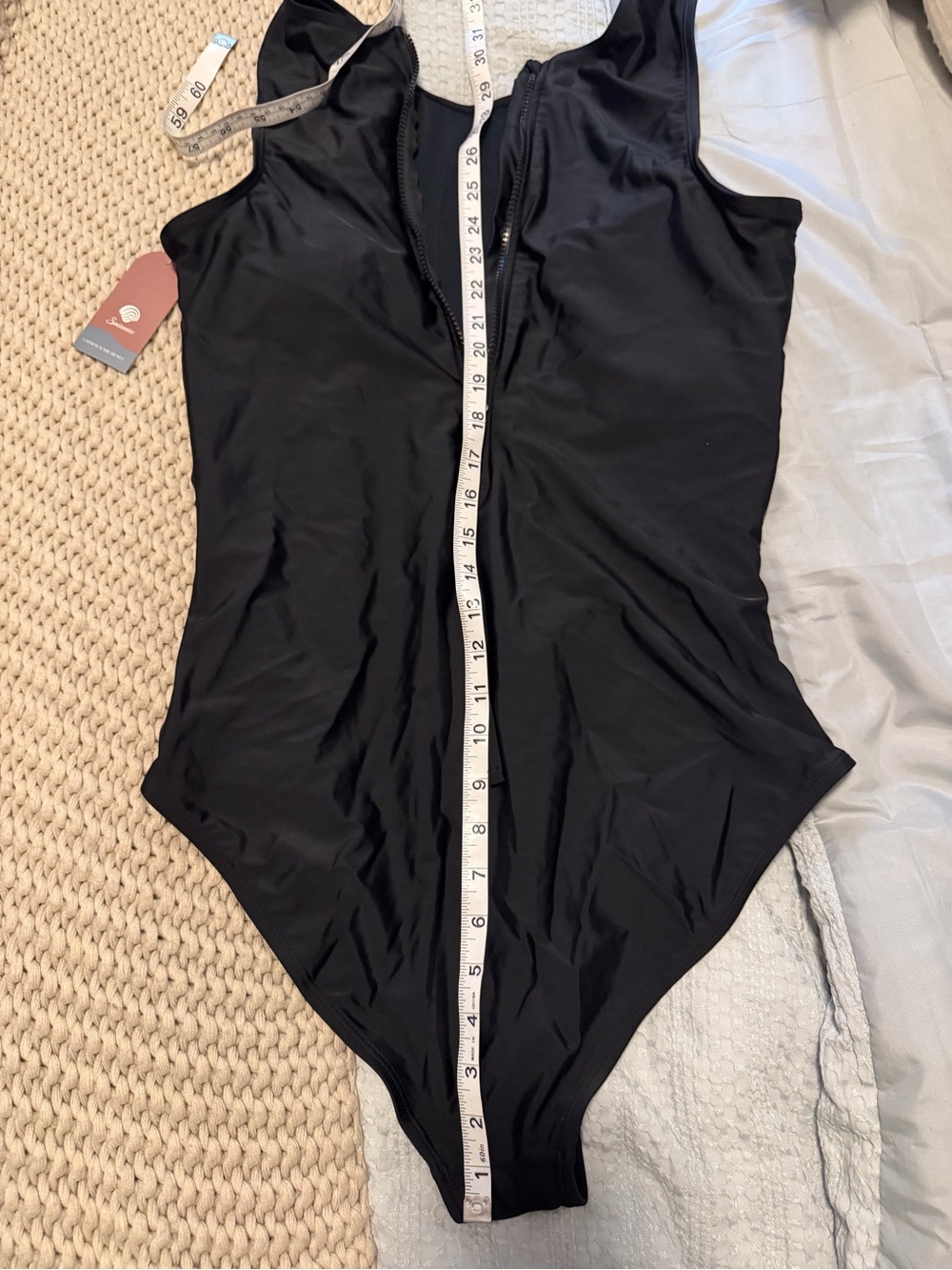 Swismivo brand modest black one piece with zipper front. Very nice quality NWT - Picture 3 of 3